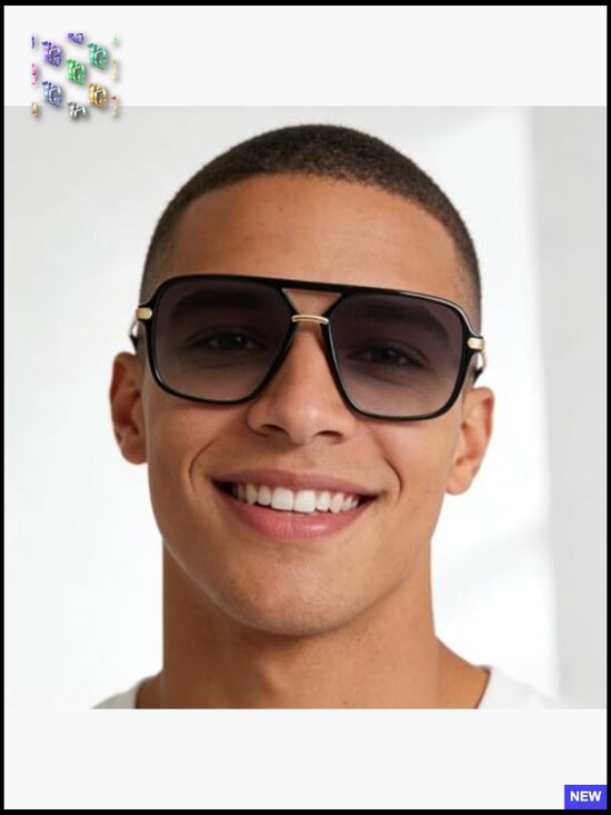 Retro Square Tinted Lens Aviator Sunglasses Trendy Unisex UV400 Protection main image 4